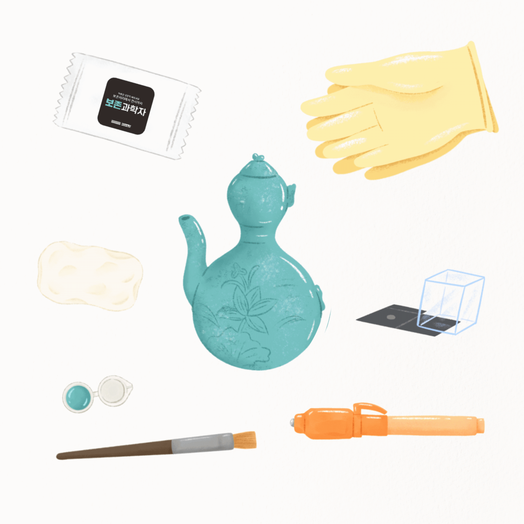 국립중앙박물관 전문직 체험교실 보존과학자 도자기 복원체험 준비물&#038;amp;과정 삽화작업