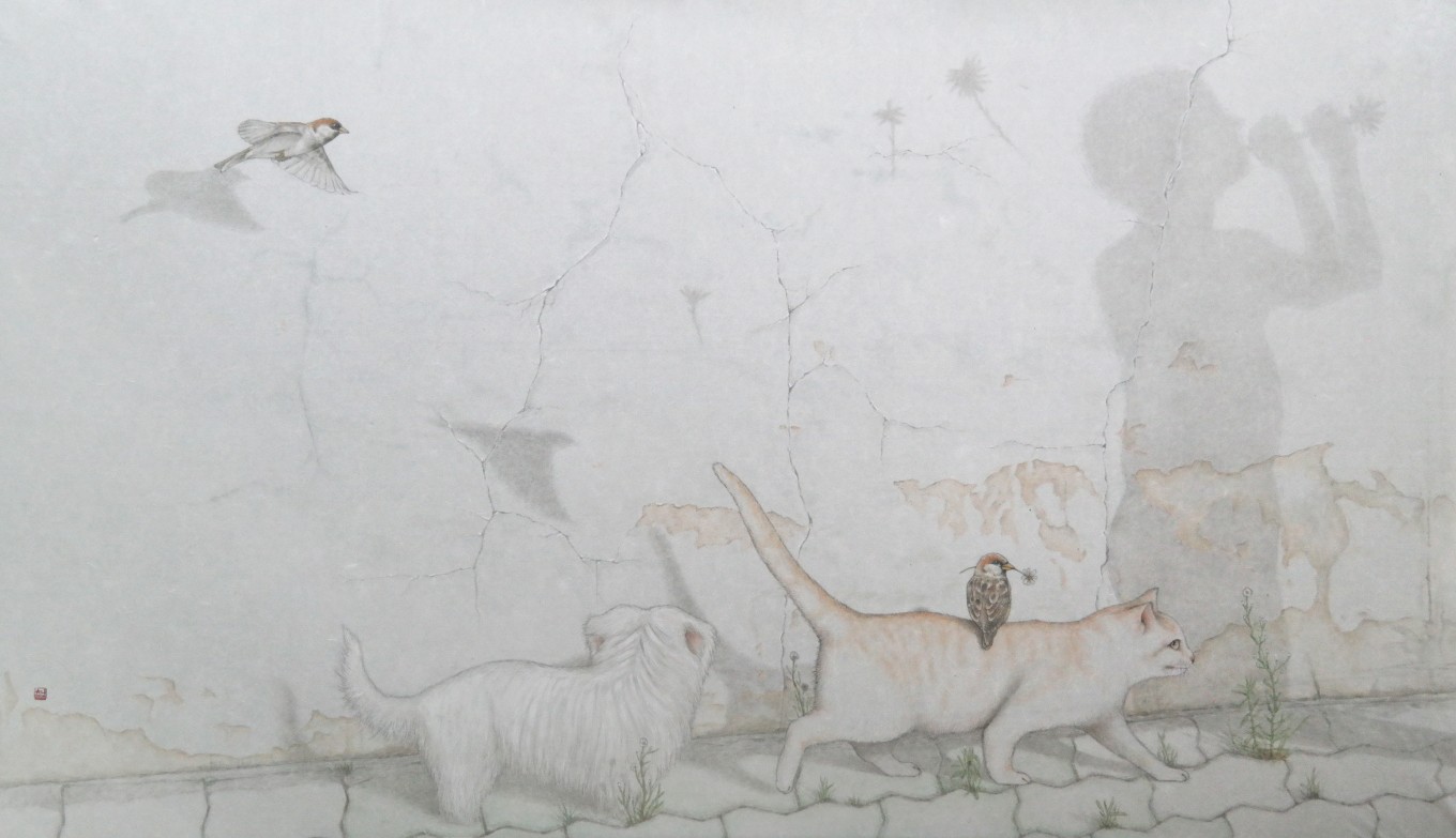 自畵 18-02. 사랑 부는 사람, 순지에 수묵담채, 110×65cm, 2018