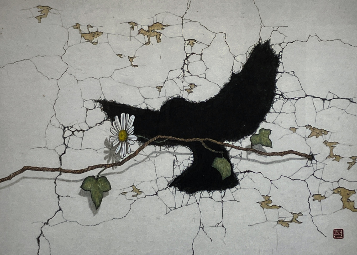 自畵 25-06. 인(仁)-소망, 순지에 수묵담채, 33.4×24.0cm, 2025