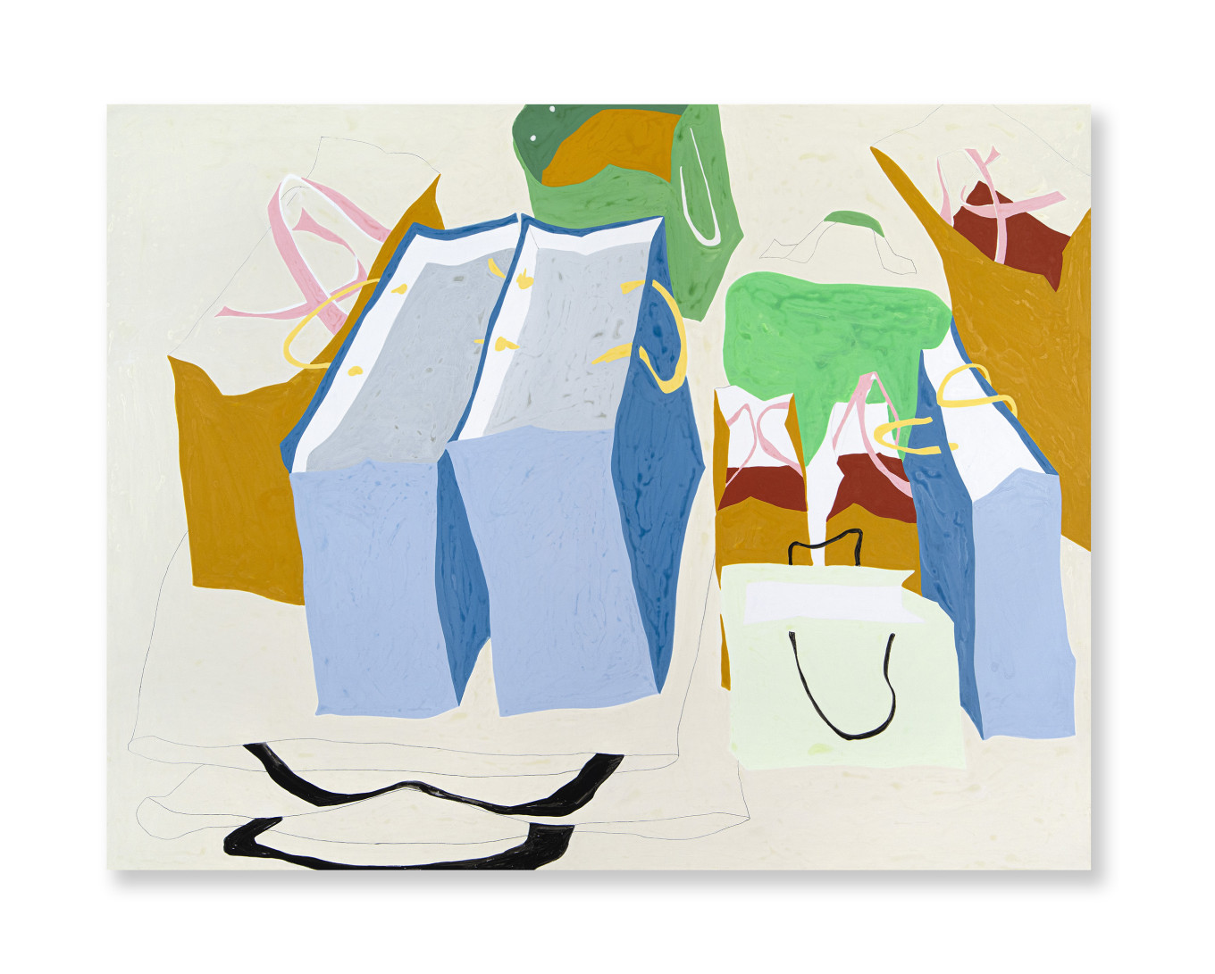 만족 쇼핑, 캔버스에 아크릴과슈, 연필, 91x116, 2023