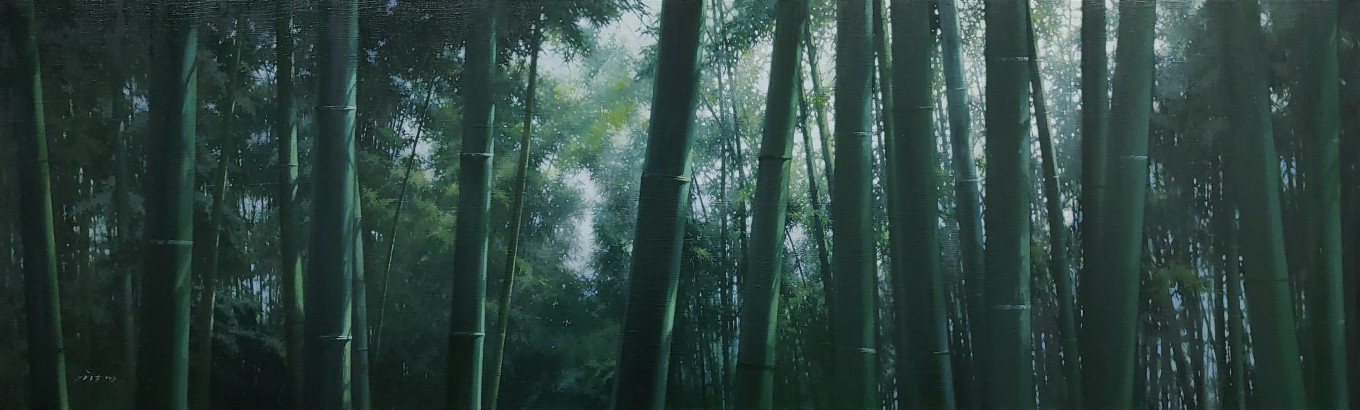 빛과 바람이 연출하는 대숲의 이미지를 나의 회화언어로 형상화 한 작품