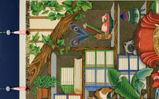 묘한 책가도 ㅣ 고양이들이 책장 위에서 한가로이 시간을 보내고 있습니다